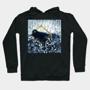 Crow Through the Portal Negative Painting Blue Hoodie